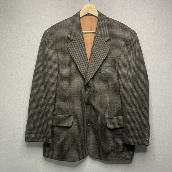 Gianfranco Ruffini Other - Gianfranco Ruffini Mens Houndstooth Lambswool Blazer S 38 Plaid Green